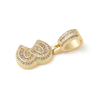 Brass Clear Cubic Zirconia European Dangle Charms LS-KK-R003-01G-03-1