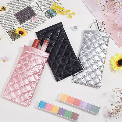 3pcs 3 Colors Rhombus Pattern Rectangle Polyester Eyeglass Pouch AJEW-CP0005-55-1