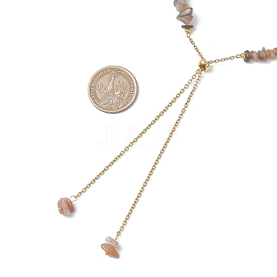 Adjustable Natural Multi-Moonstone Chip Beaded Necklaces NJEW-JN05933-1
