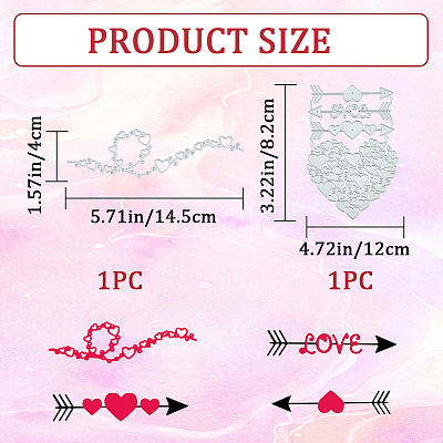 Valentine's Day Theme Heart Carbon Steel Cutting Dies Stencils Set DIY-CP0009-55-1