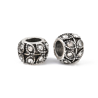 Antique Silver Plated Alloy Rhinestone Large Hole European Beads MPDL-R041-02A-1