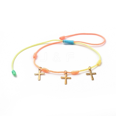 (Jewelry Parties Factory Sale)Adjustable Nylon Thread Braided Beads Bracelets BJEW-JB05331-02-1