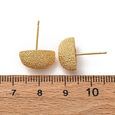 Brass Textured Stud Earrings EJEW-A143-02A-G-1