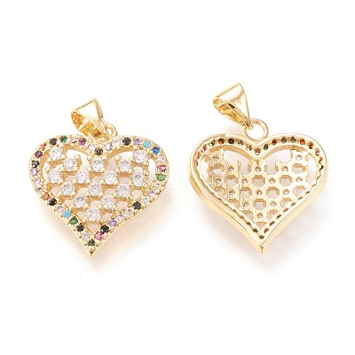 Brass Micro Pave Clear Cubic Zirconia Pendants ZIRC-L096-30G-1