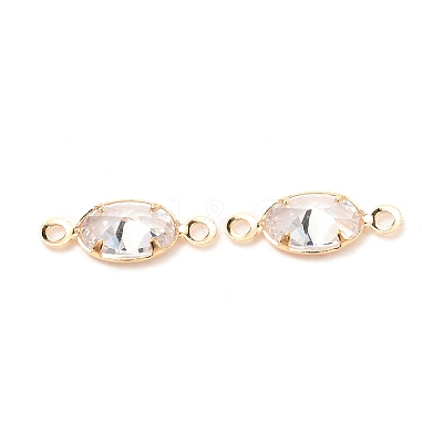 Brass Micro Pave Clear Cubic Zirconia Link Connectors ZIRC-K087-15KCG-1