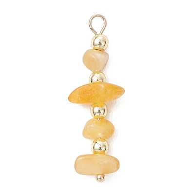 Natural Amber Chip with Round Electroplate Synthetic Non-magnetic Hematite Pendants PALLOY-JF05007-1