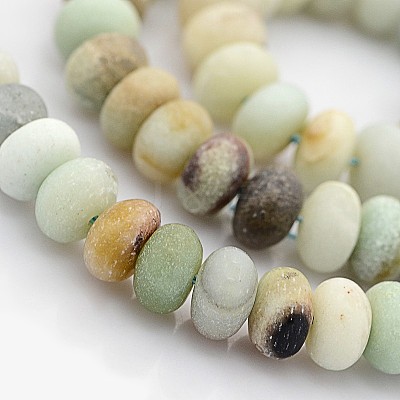 Natural Frosted Flower Amazonite Beads Strands G-O015-8x5mm-01-1