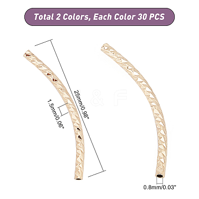 60Pcs 2 Colors Brass Tube Beads KK-PH0001-99-1