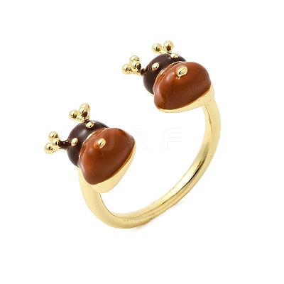 Christmas Brass Enamel Cuff Rings for Women RJEW-L336-04G-01-1