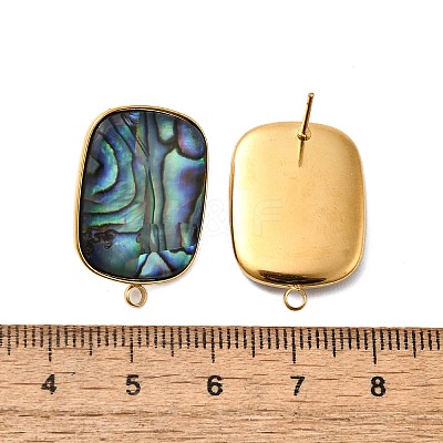 304 Stainless Steel Pave Natural Paua Shell Stud Earring Findings STAS-Z125-08G-1