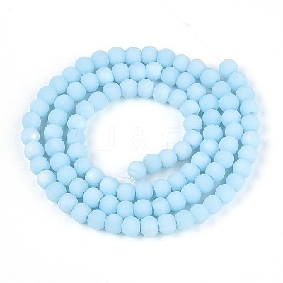Frosted Opaque Glass Beads Strands GLAA-T032-P4mm-MBB10-1