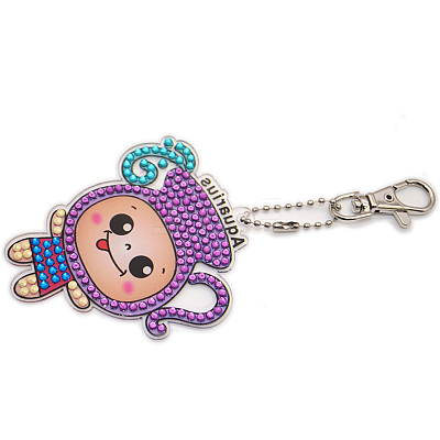 DIY Constellations Pattern Cartoon Keychain Diamond Painting Kits ZODI-PW0001-107K-1
