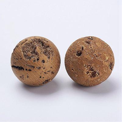 Electroplate Natural Druzy Geode Quartz Beads DJEW-K009-B07-1