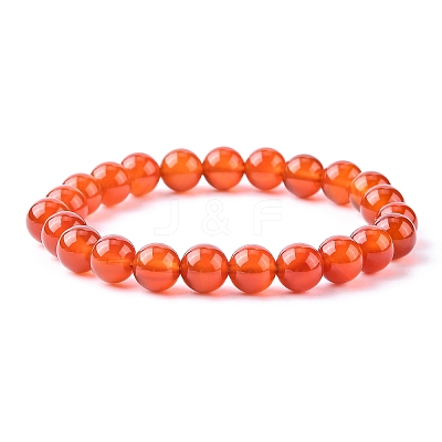 Dyed Natural Carnelian Beaded Stretch Bracelets B072-4-1