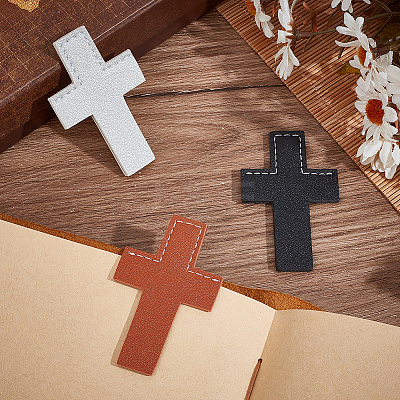 3Pcs 3 Colors Leather Bookmarks AJEW-CP0003-83-1