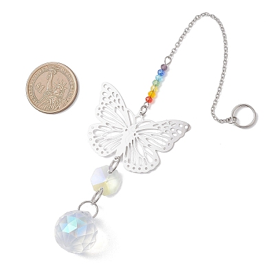 Glass Teardrop Hanging Suncatchers HJEW-JM04654-03-1