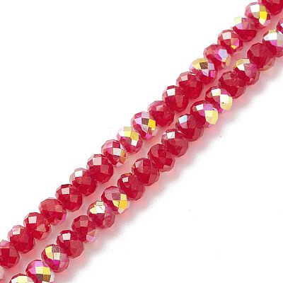 Electroplate Transparent Glass Beads Strands EGLA-K015-01B-1