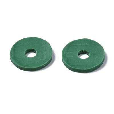 Flat Round Handmade Polymer Clay Beads CLAY-R067-12mm-46-1