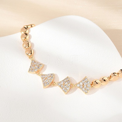 Brass Micro Pave Cubic Zirconia Link Chain Bracelets KK-R217-39G-1