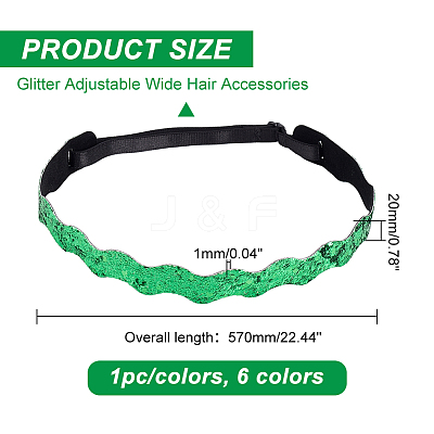 6Pcs 6 Colors Glitter Cloth Hair Bands AJEW-GA0005-37-1