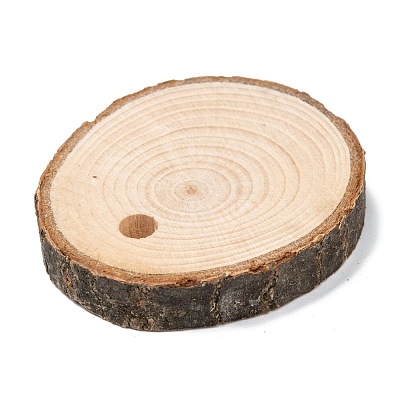 Flat Round Wood Big Pendant Decorations WOOD-F010-01-1