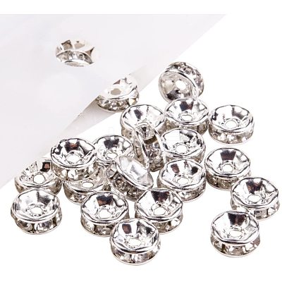 Silver Plated Brass Middle East Rhinestone Spacer Beads RB-PH0001-07S-NF-1