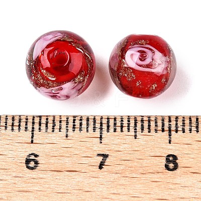 Luminous Handmade Gold Sand Lampwork Beads LAMP-T021-8mm-03V-1