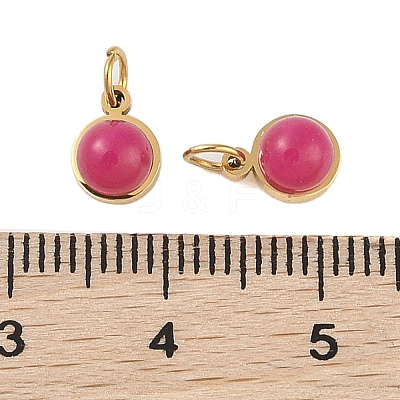 Ion Plating(IP) Natural Dyed Jade Half Round Charms with Jump Ring STAS-A097-05G-07-1