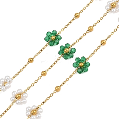 Glass & ABS Plastic Imitation Pearl Beaded Chains SA-CBAD321-02B-1