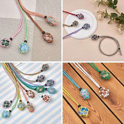 Braided Waxed Cotton Thread Cords Macrame Pouch Necklace Making AJEW-SW00017-1
