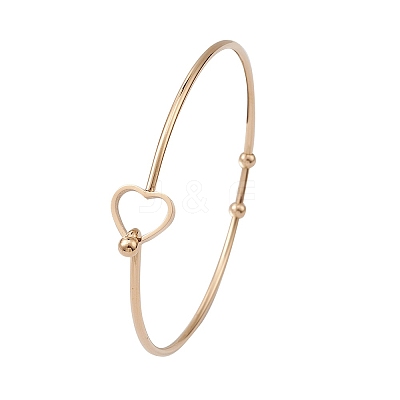 Stainless Steel Hollow Out Heart Bangle BJEW-YW0001-08G-1