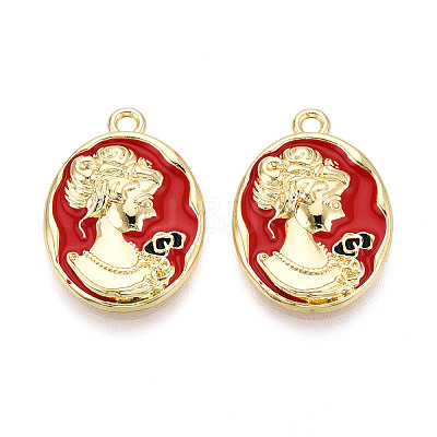 Rack Plating Alloy Enamel Pendants ENAM-N066-06KCG-1