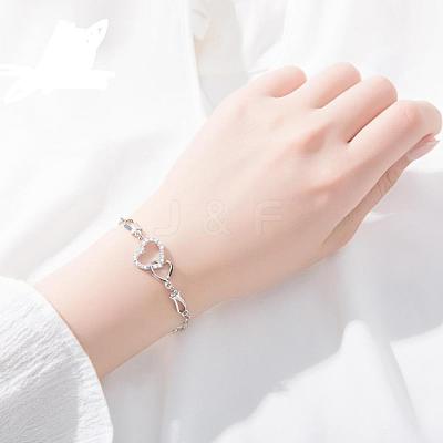 Brass Cubic Zirconia Link Chain Bracelets BJEW-EE0003-01P-1