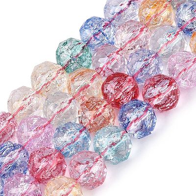 Crackle Transparent Glass Beads Strands GLAA-N063-10mm-01-1