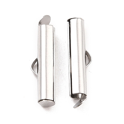 Non-Tarnish 304 Stainless Steel Slide On End Clasp Tubes X-STAS-C044-08B-P-1