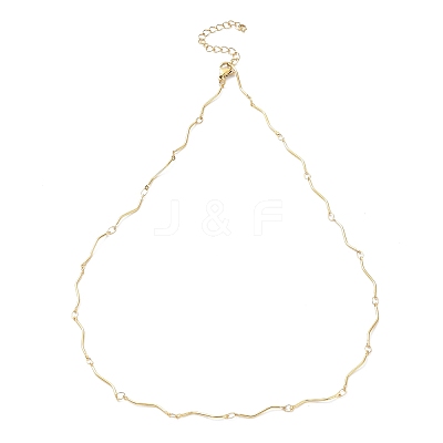 Ion Plating(IP) 304 Stainless Steel Twist Bar Link Chain Necklace X-NJEW-K249-11G-1