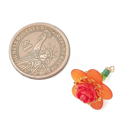 Glass Seed Beaded Rose Flower Pendants PALLOY-MZ01231-02-1