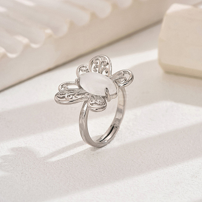 Simple Butterfly Natural Quartz Crystal Adjustable Ring UP5145-3-1