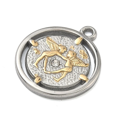 Hammered 304 Stainless Steel Pendants STAS-Z192-01GP-1