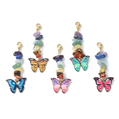 Butterfly Alloy Enamel Pendant Decorations HJEW-JM01192-01-1