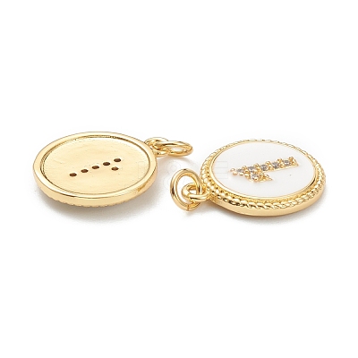 Brass Micro Pave Clear Cubic Zirconia Charms ZIRC-J040-44G-01-1