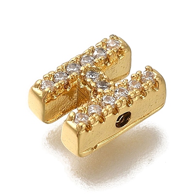 Rack Plating Brass Micro Pave Clear Cubic Zirconia Beads KK-G500-30G-H-1