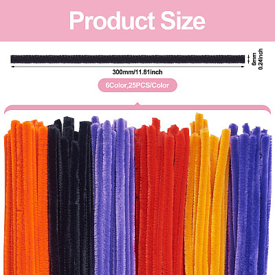150Pcs 6 Colors DIY Plush Sticks FIND-TA0005-80-1
