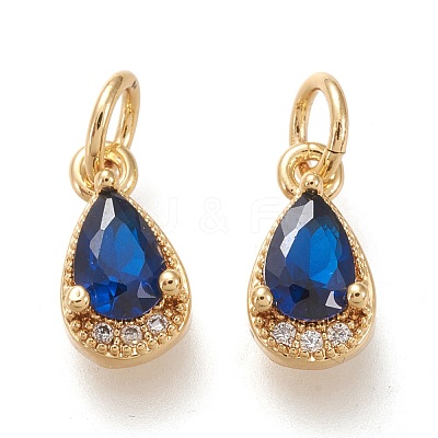 Brass Micro Pave Clear Cubic Zirconia Charms KK-F820-15B-G-1