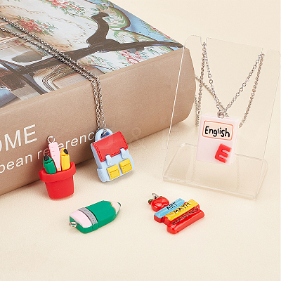 25Pcs 5 Styles OPaque Resin Pendants RESI-SC0002-34-1