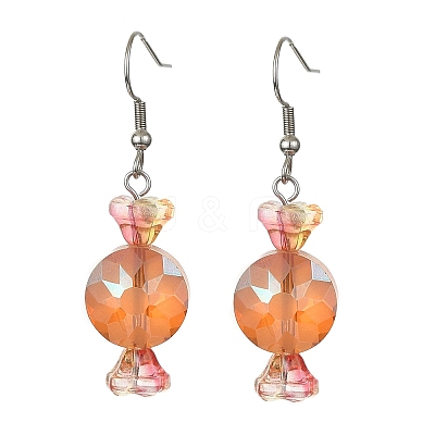 Glass Candy Dangle Earrings EJEW-TA00246-1