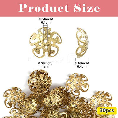 30Pcs Ion Plating(IP) 304 Stainless Steel Bead Caps STAS-YW0003-29-1