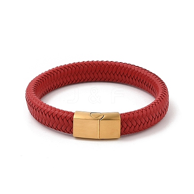 Ion Plating(IP) Braided Microfiber Leather Cord Bracelets for Men BJEW-Z081-06G-1