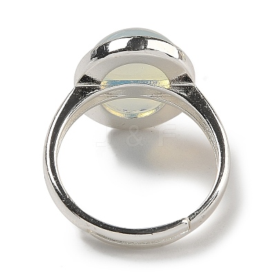 Opalite Oval Adjustable Rings RJEW-K371-07S-14-1