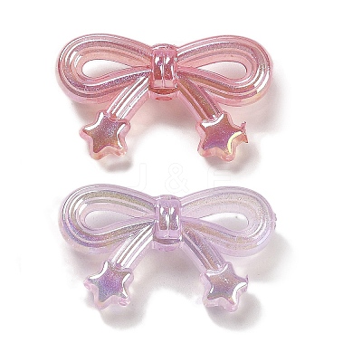 Bowknot with Star UV Plating Luminous Rainbow Iridescent Acrylic Beads LACR-R001-05A-1